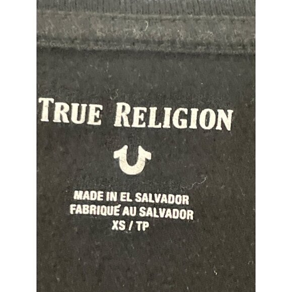 True Religion Women Black and gold cotton cup sleeve summer v neck shirt size XS - Picture 3 of 6